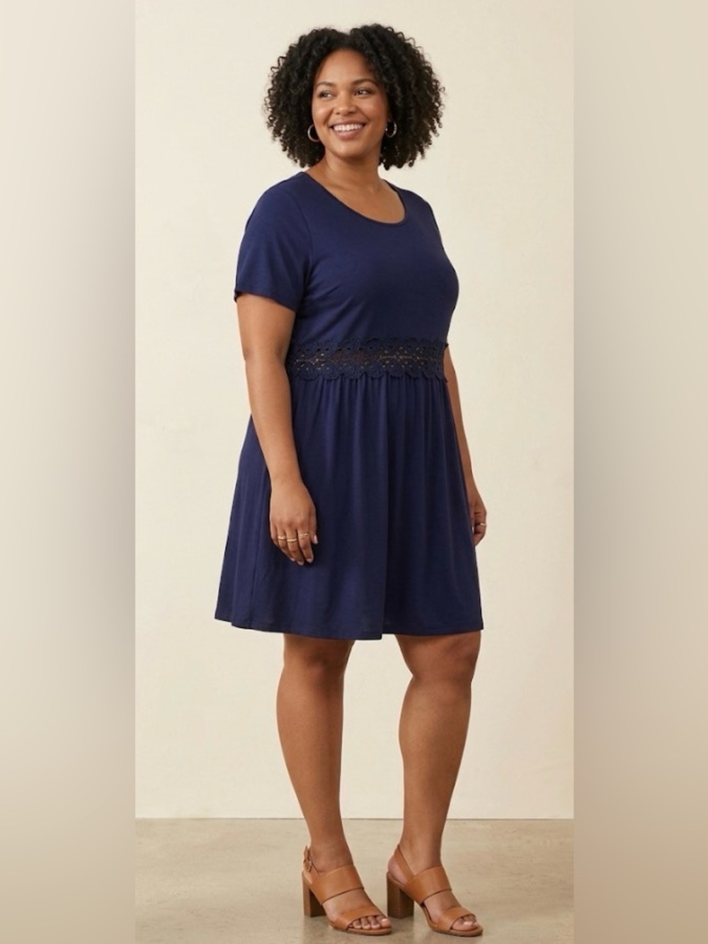 Nemidor navy blue short sleeve dress size 24